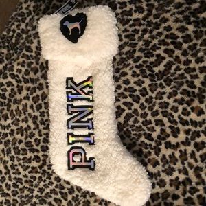 Pink holiday stocking